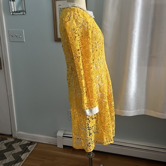 ModCloth Yellow Crochet Lace Satin Collar Dress size Medium - Picture 4 of 15